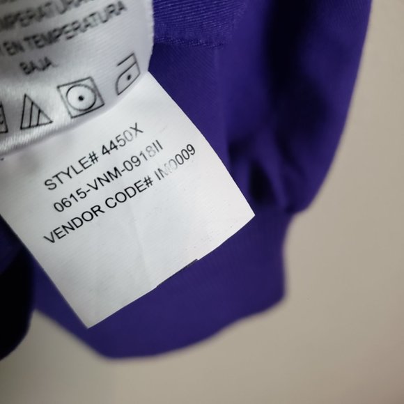 Grey's Anatomy Jamie 4-Pocket Round Neck Snap Front Warm Up Purple Scrub Jacket - Picture 6 of 8